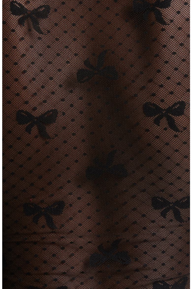 Bow Dotted Mesh Crop Top, Alternate, color, BLACK