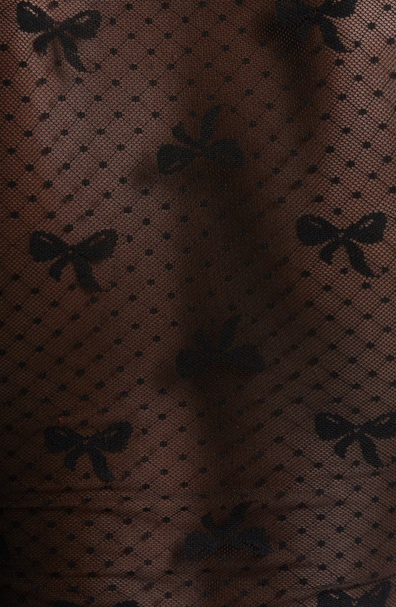 KILO BRAVA Bow Dotted Mesh Crop Top, Alternate, color, Black