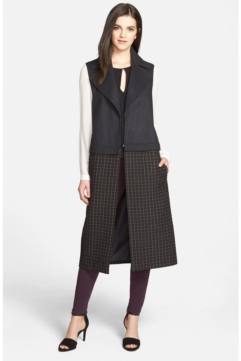 Mix Texture Longline Vest, Alternate, color, GREY DARK CHARCOAL HEATHER
