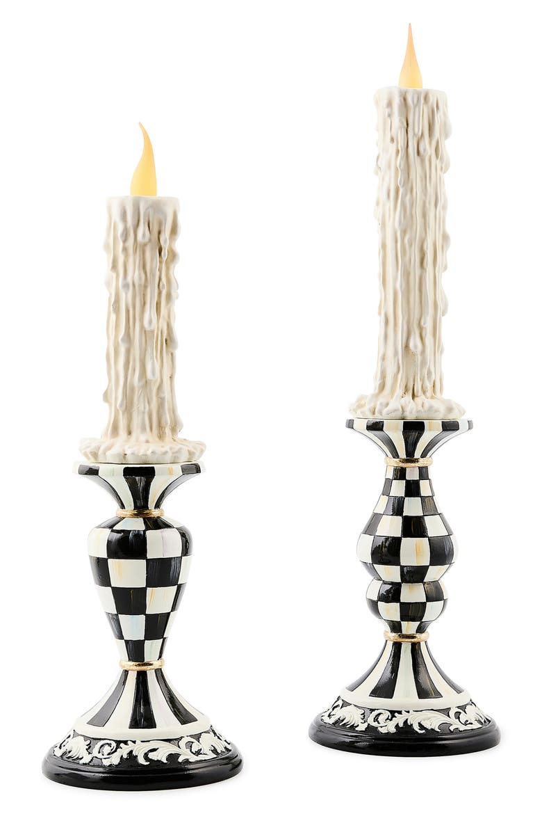 Set of 2 Spooky Illuminated Candles, Alternate, color, BLACK