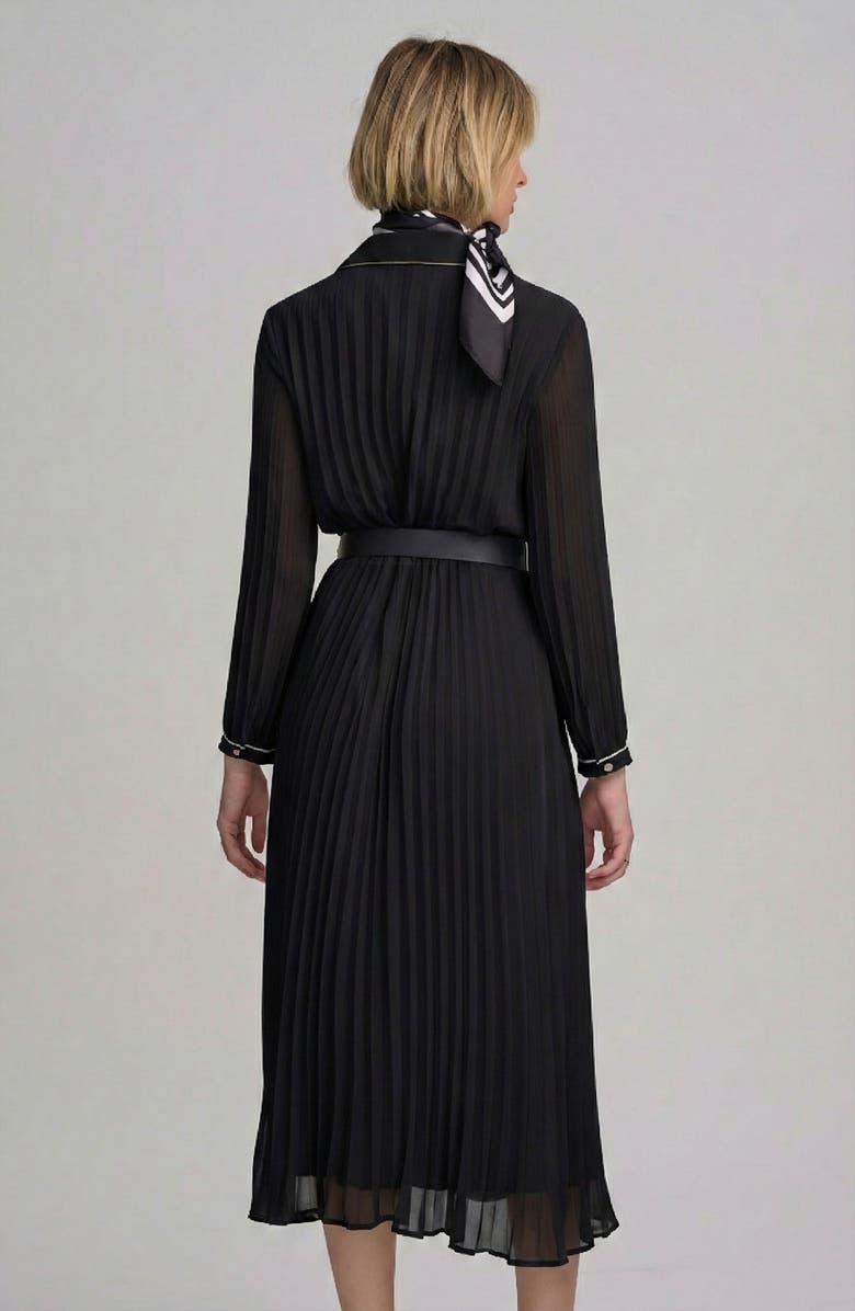 ELLE Collection Woven Pleated Dress, Alternate, color, Black