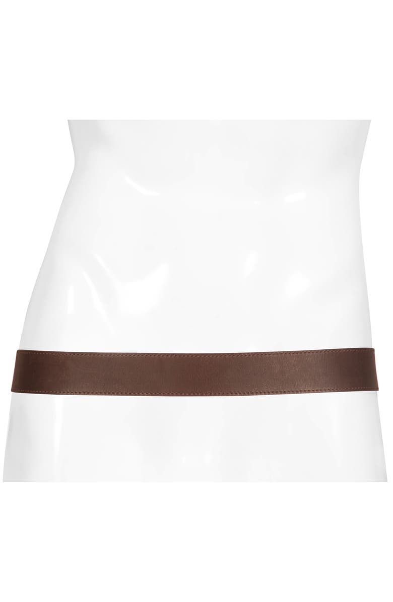 AllSaints Stitched Edge Leather Belt, Alternate, color,