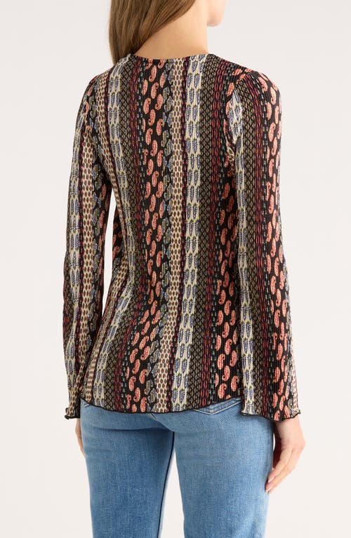 Chenault Long Sleeve Surplice Bodre Top In Multi