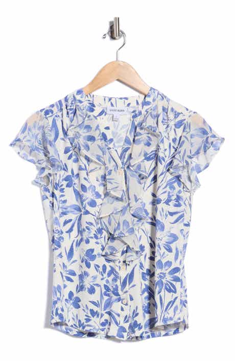 Ruffle Floral Dewdrop Top