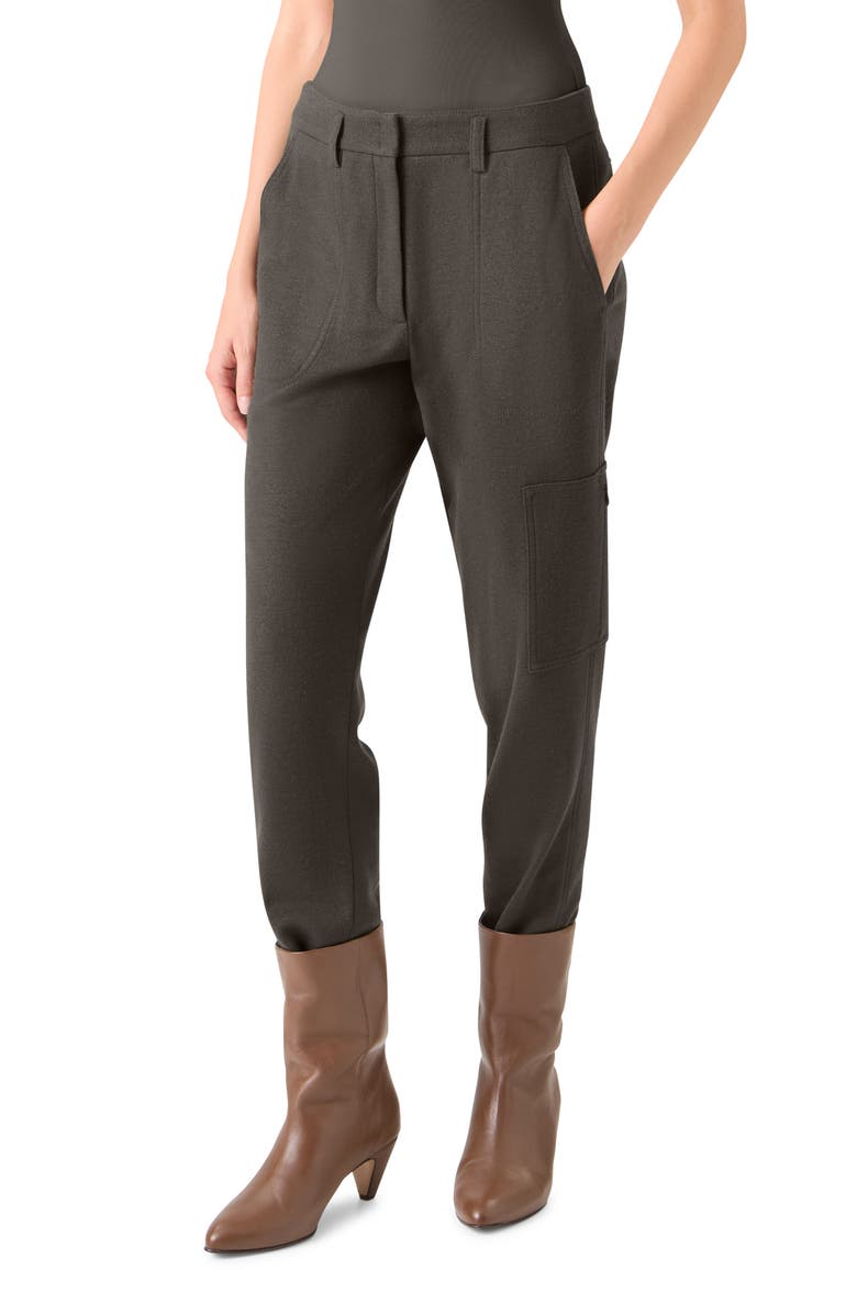 Akris punto Milla Slim Fit Wool Cargo Pants, Alternate, color, Bark