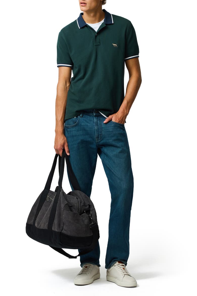 New Lynn Sports Fit Tipped Cotton Piqué Polo, Alternate, color, FOREST