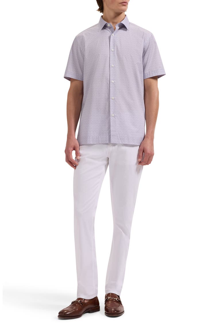 Vero Shaped Fit Floral Short Sleeve Button-Up Shirt, Alternate, color, LILAC