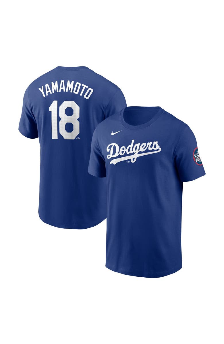 Nike Men's Nike Yoshinobu Yamamoto Royal Los Angeles Dodgers 2025 MLB World Tour: Tokyo Series Name & Number T-Shirt, Main, color, 