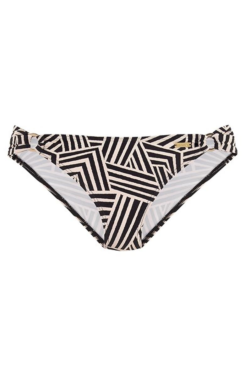 LASCANA Geometric Print Classic Bikini Bottom, Alternate, color, Black & Ivory