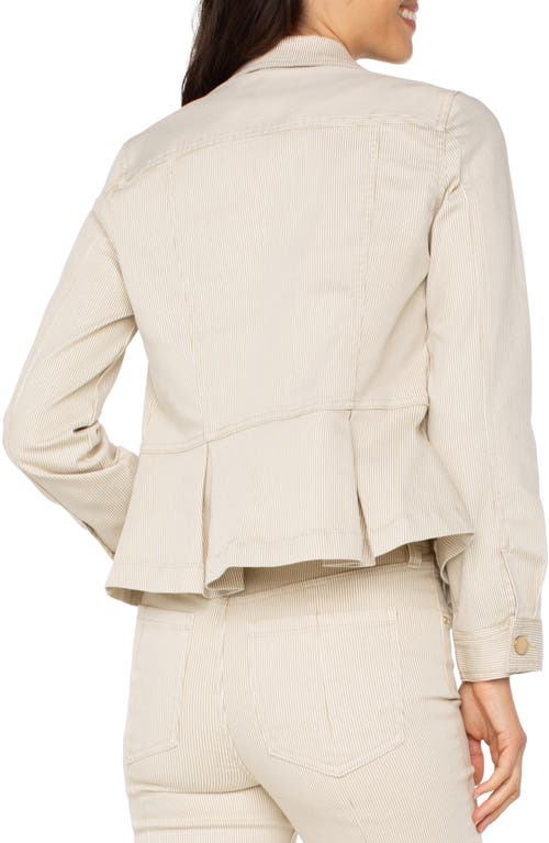 Liverpool Los Angeles Petite Long-sleeve Peplum Jacket In Cappuccino Stripe
