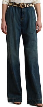 Lauren Ralph Lauren Pleated High Waist Wide Leg Jeans
