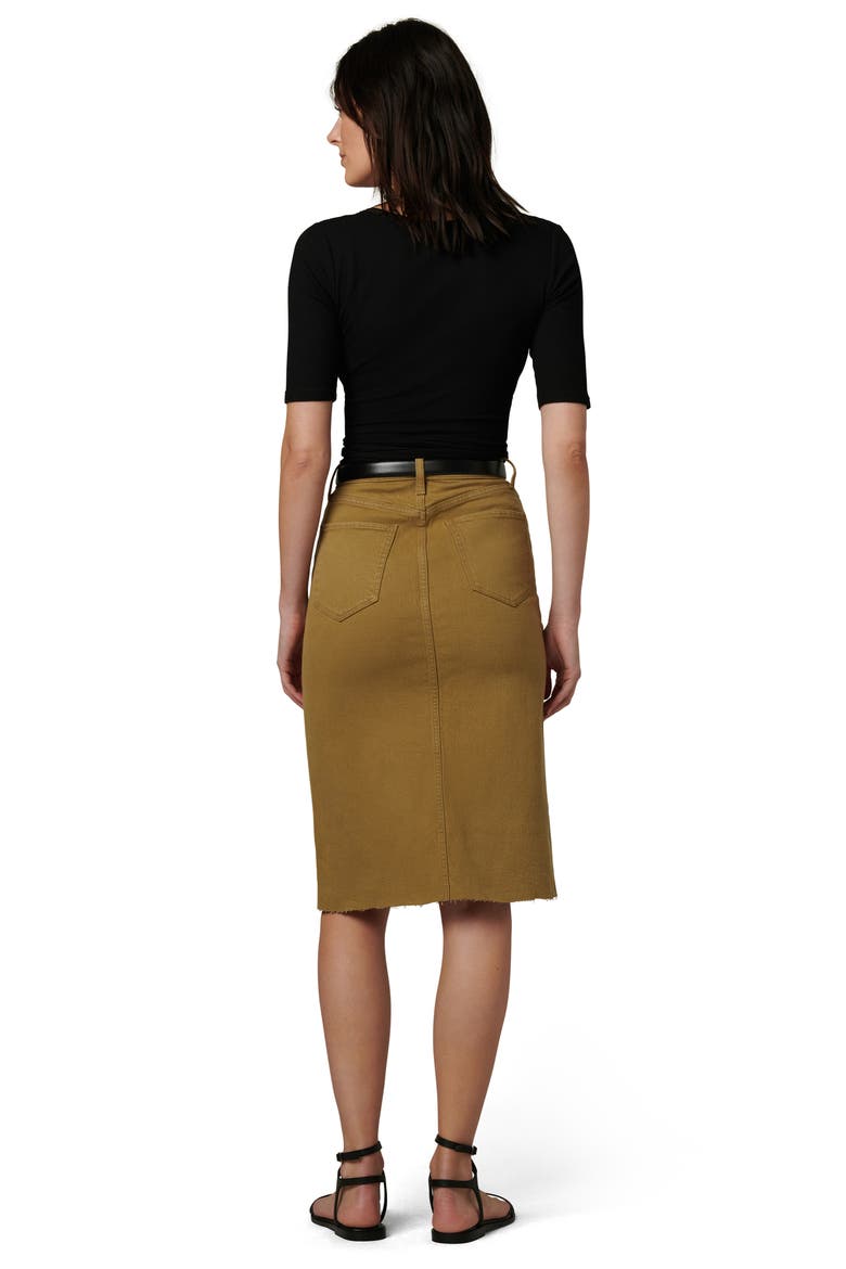 The Joplin Raw Hem Midi Denim Skirt, Alternate, color, GOTHIC OLIVE