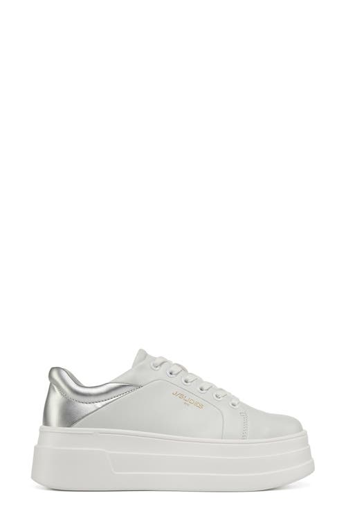 Jslides Blair Platform Sneaker In White/silver