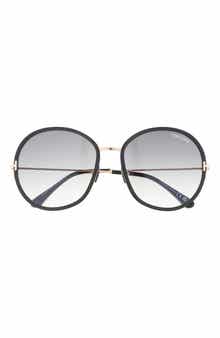 TOM FORD Hunter 58mm Round Sunglasses