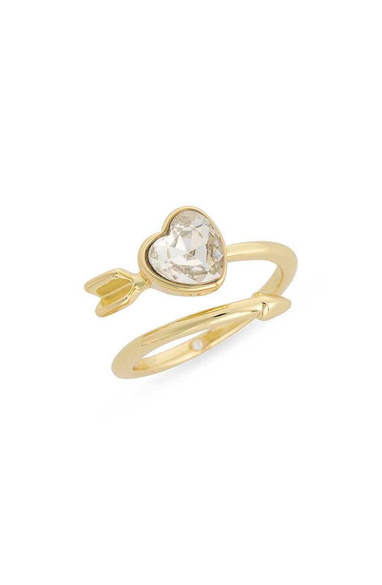 Covet Heart & Arrow Cubic Zirconia Crossover Ring, Main, color, Clear / Gold
