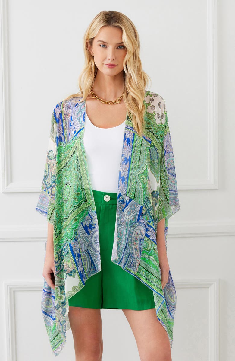 Karen Kane Paisley Print Open Front Jacket, Alternate, color, 