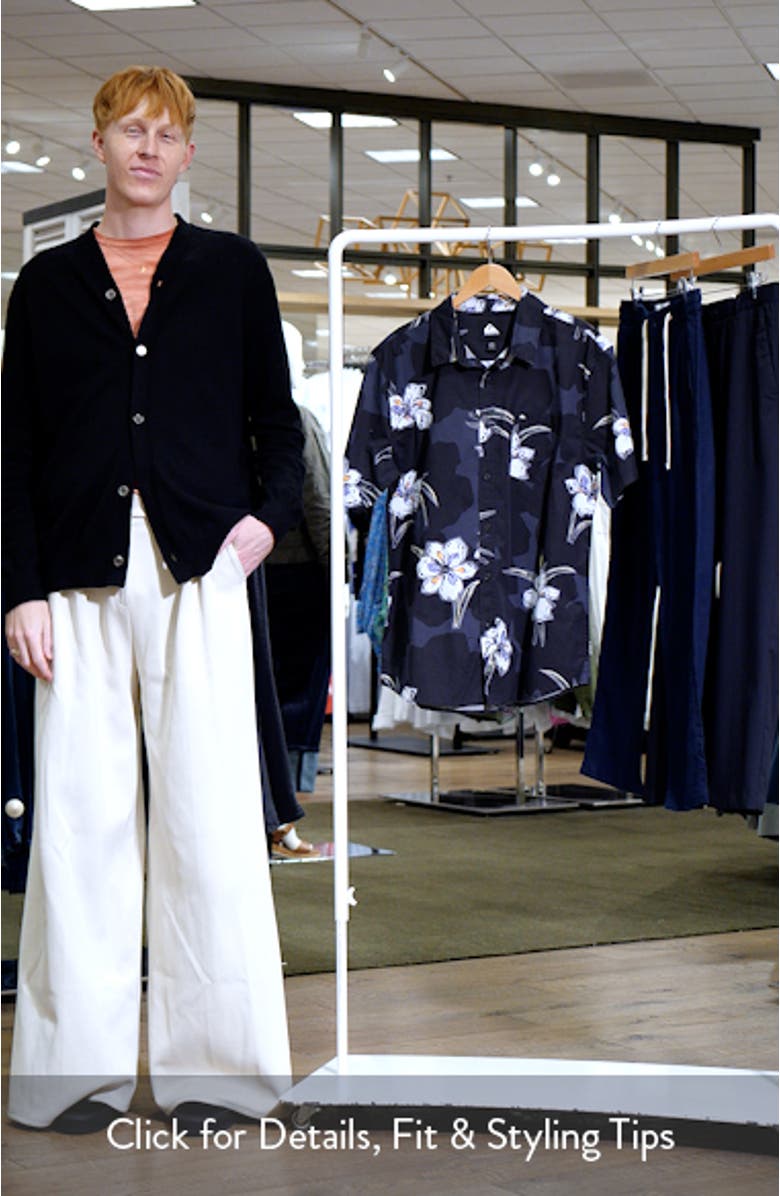 Apero Floral Short Sleeve Stretch Cotton Button-Up Shirt, sales video thumbnail