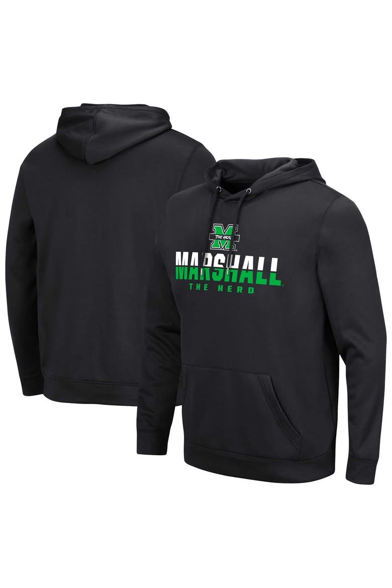 Men's Colosseum Black Marshall Thundering Herd Lantern Pullover Hoodie, Main, color, Black