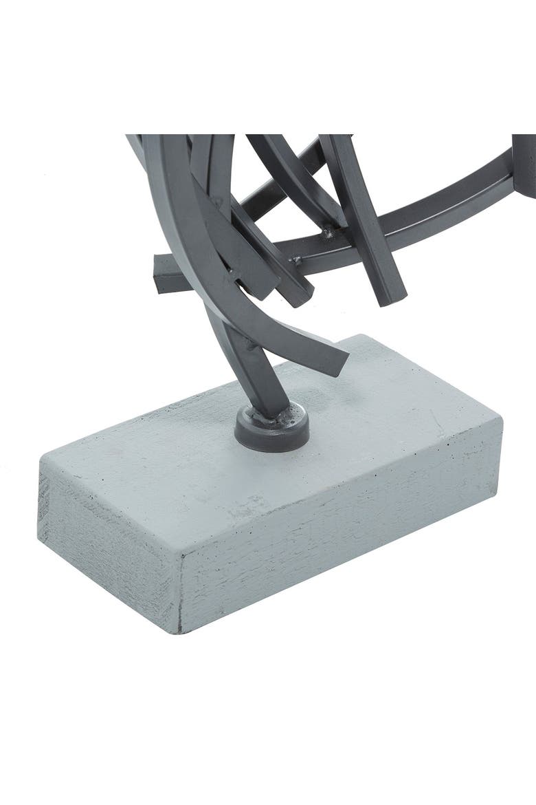 Gray Metal Abstract Sculpture with Marble Base, Alternate, color, GREY