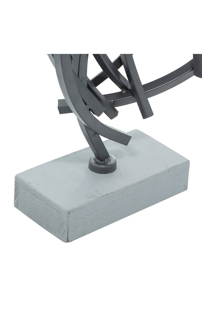 WILLOW ROW Gray Metal Abstract Sculpture with Marble Base, Alternate, color, Grey
