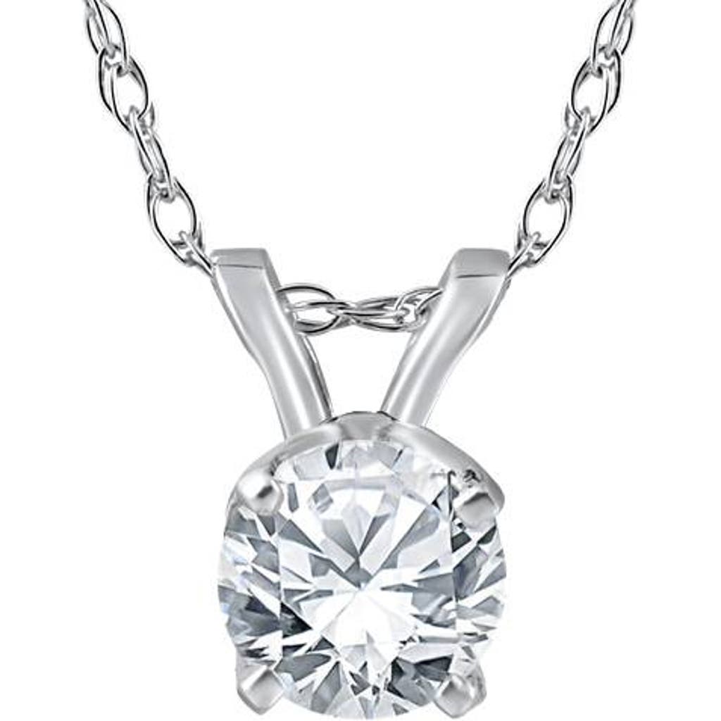 Bliss Diamond 1/3ct Solitaire Diamond Pendant 14k Gold Necklace Lab Grown In 14k White Gold