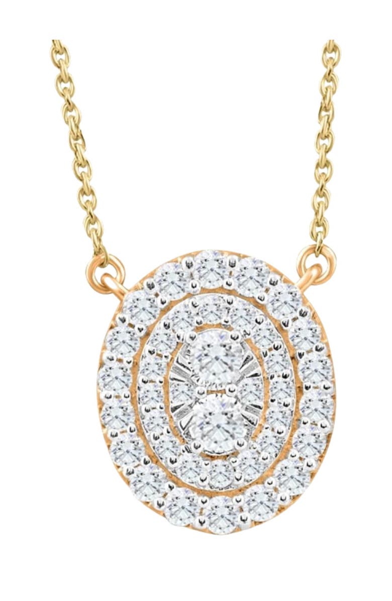 Bliss Diamond .85Ct Oval Diamond Halo Pendant Women's Gold Necklace 14mm Tall Lab Grown, Main, color, 
