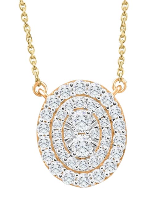.85Ct Oval Diamond Halo Pendant Women's Gold Necklace 14mm Tall Lab Grown