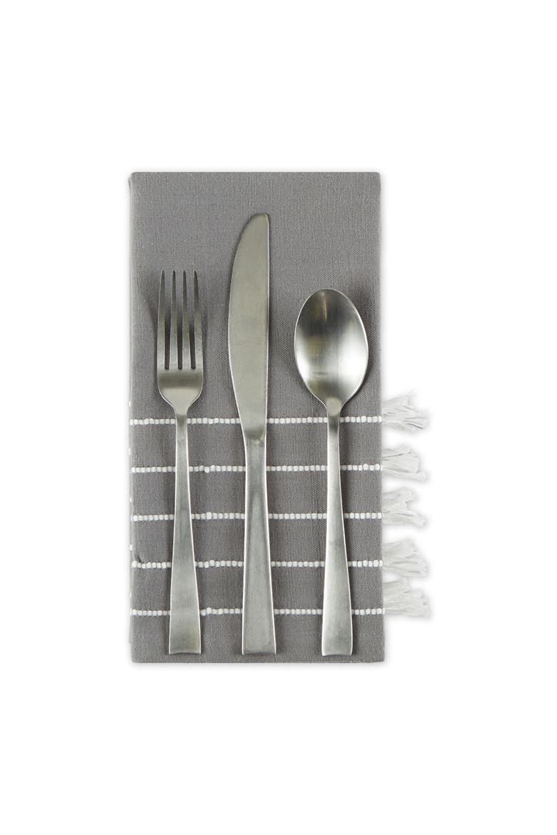 Gray/ White Stripe Tassel Napkin Set/4, Alternate, color, Gray/White