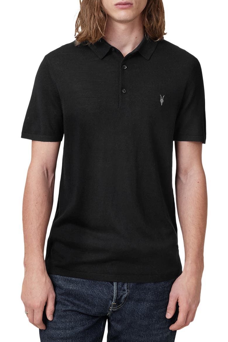 Mode Merino Wool Polo, Main, color, BLACK