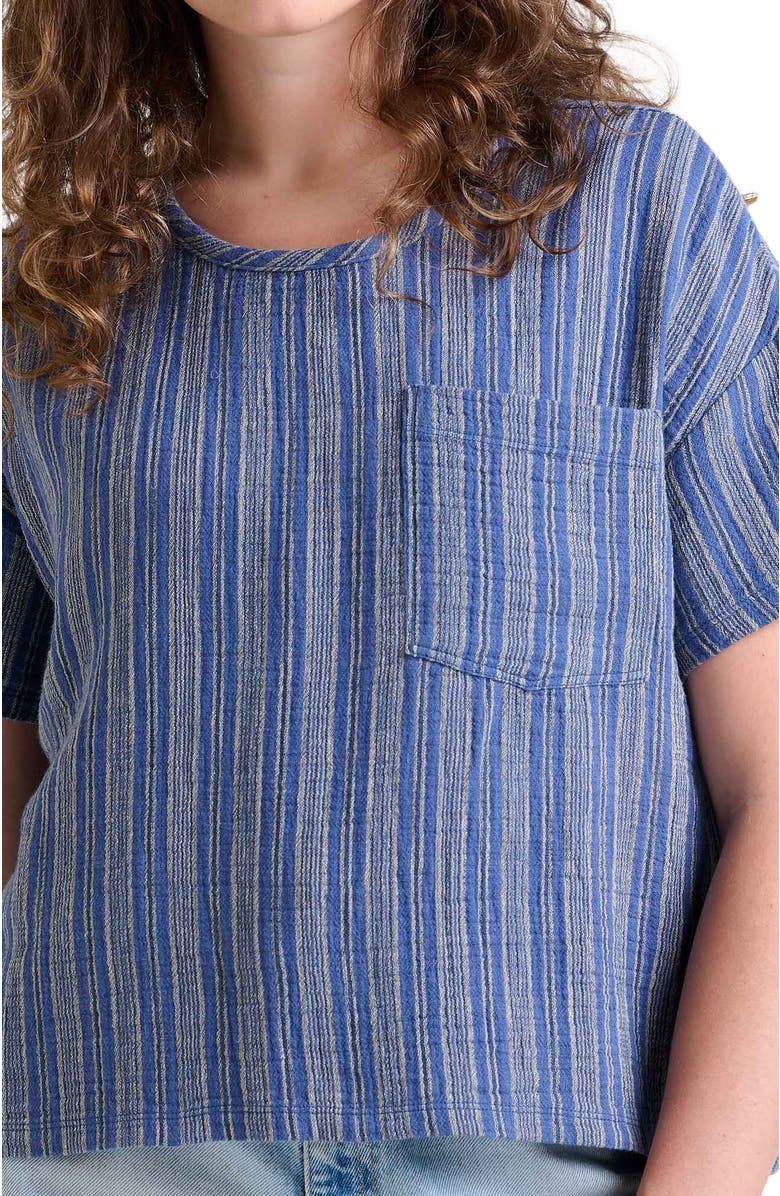 Toad & Co Tate Double Weave Short Sleeve Shirt, Alternate, color, Kyanite Stripe