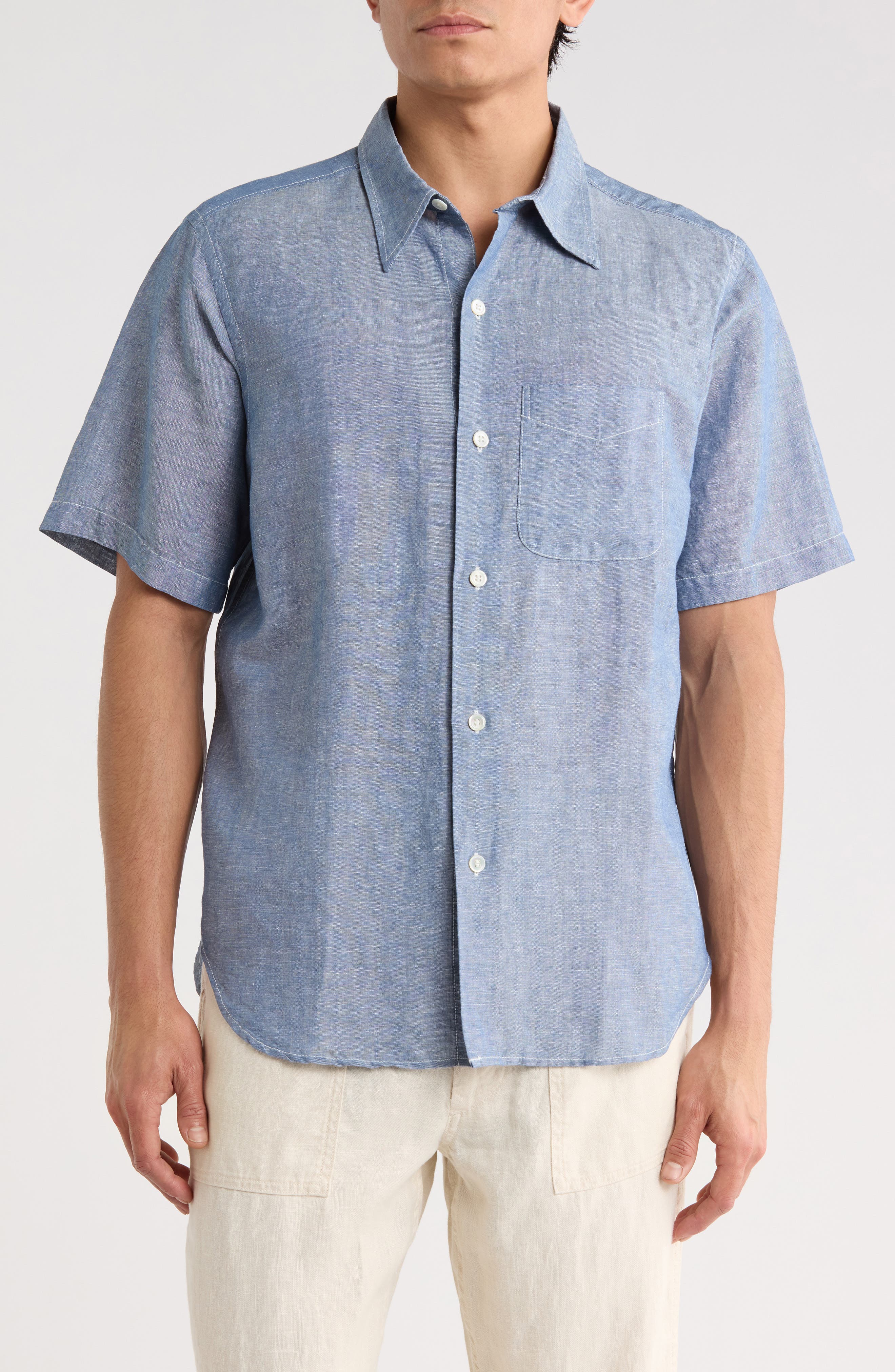 BUCK MASON Breeze Short Sleeve Linen & Cotton Button-Up Shirt
