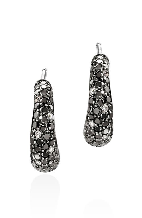 John Hardy Surf Hoop Earring, Sterling Silver, Black Sand Diamond Pavé, 15.5mm 