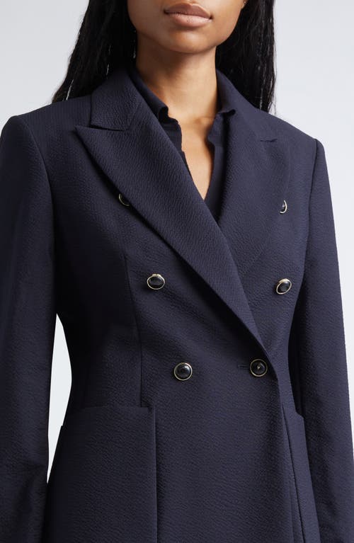 Max Mara Ricetta Double Breasted Wool Knit Blazer In Blue