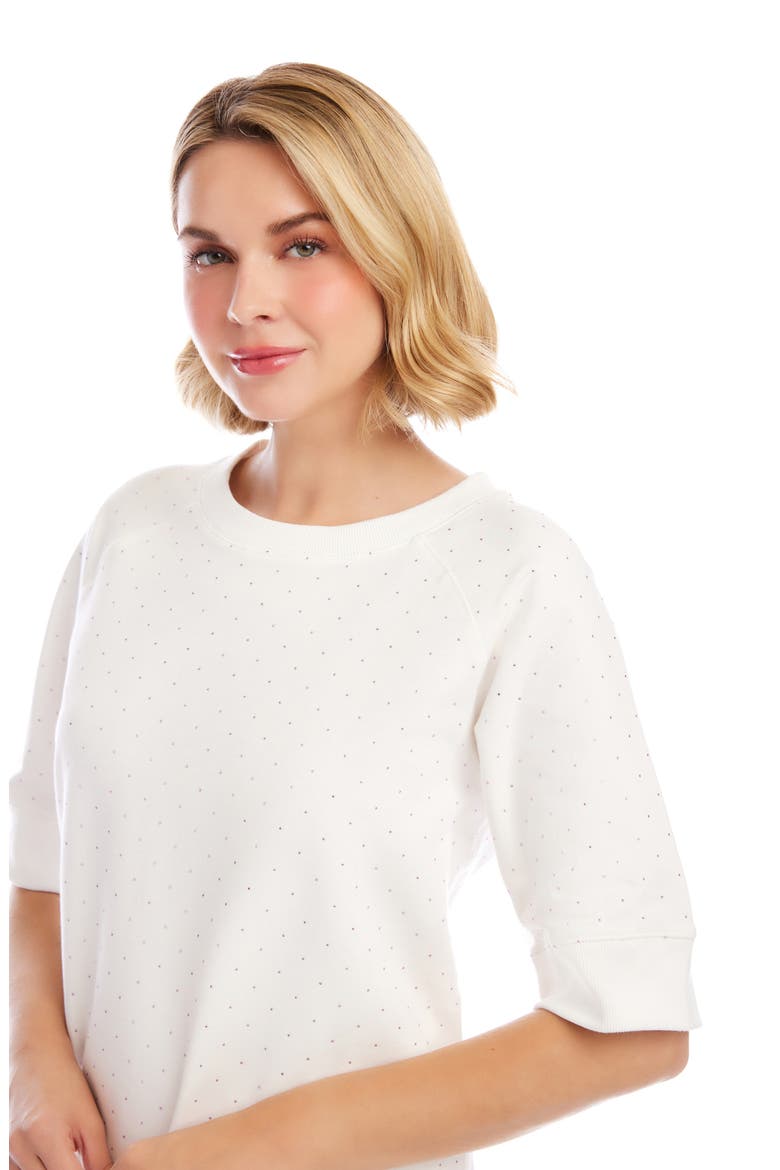 Embellished French Terry Shift Dress, Alternate, color, OFF WHITE