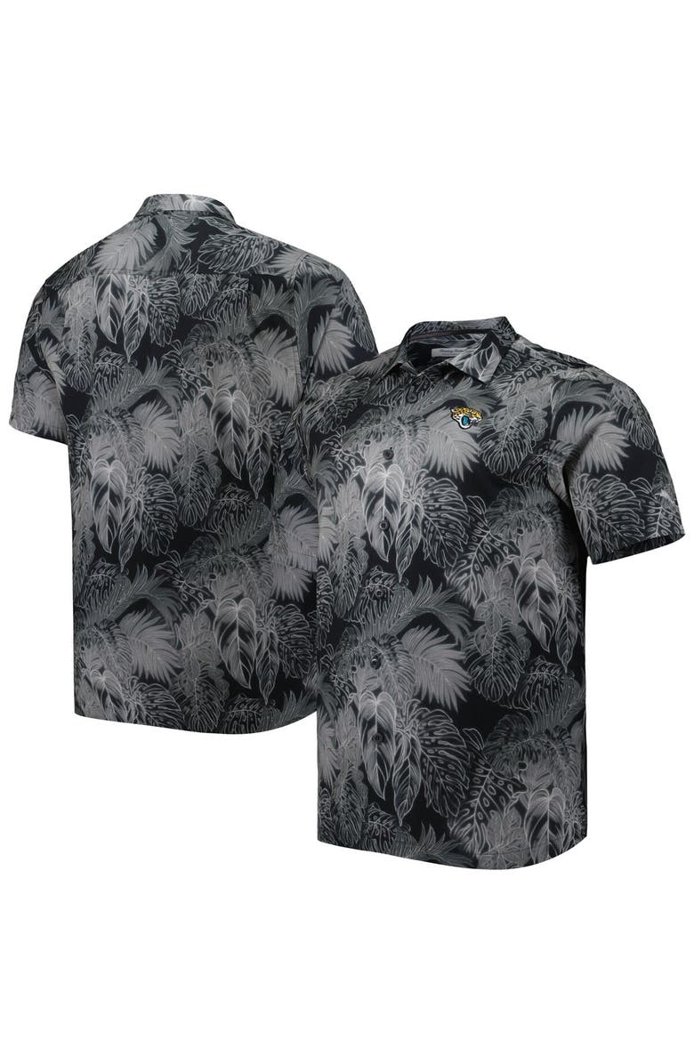 Tommy Bahama Men's Tommy Bahama Black Jacksonville Jaguars Big & Tall Bahama Coast Luminescent Fronds Camp IslandZone Button-Up Shirt, Alternate, color, Black
