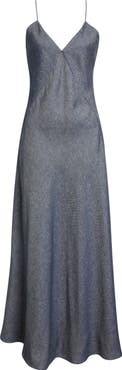 Eleventy Bias Cut Linen Blend Chambray Dress