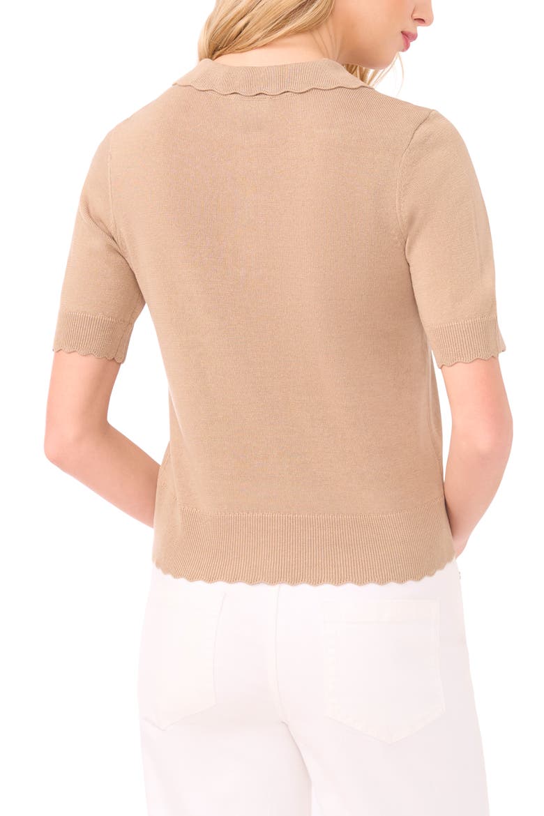 Scalloped Sweater Polo, Alternate, color, WEATHERED TEAK