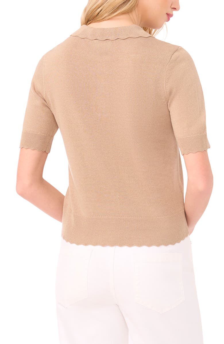 Halogen<sup>®</sup> Scalloped Sweater Polo, Alternate, color, Weathered Teak