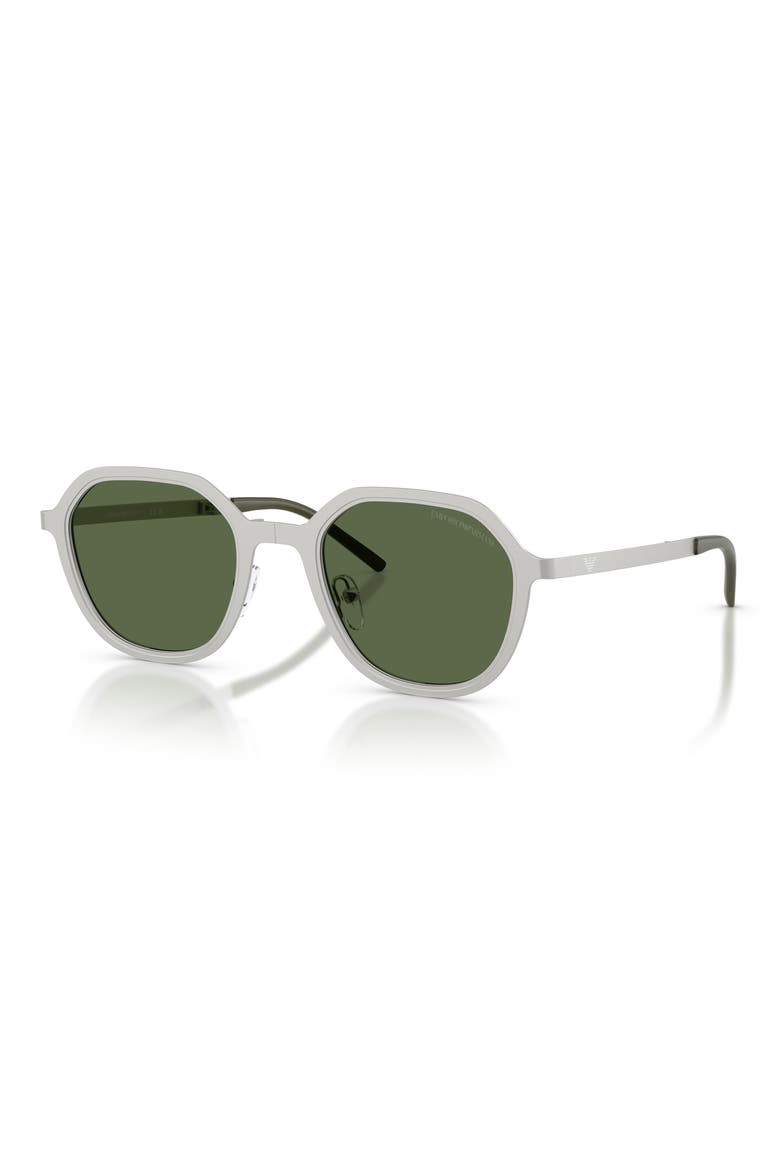 51mm Round Sunglasses, Alternate, color, MATTE SILVER / DARK GREEN