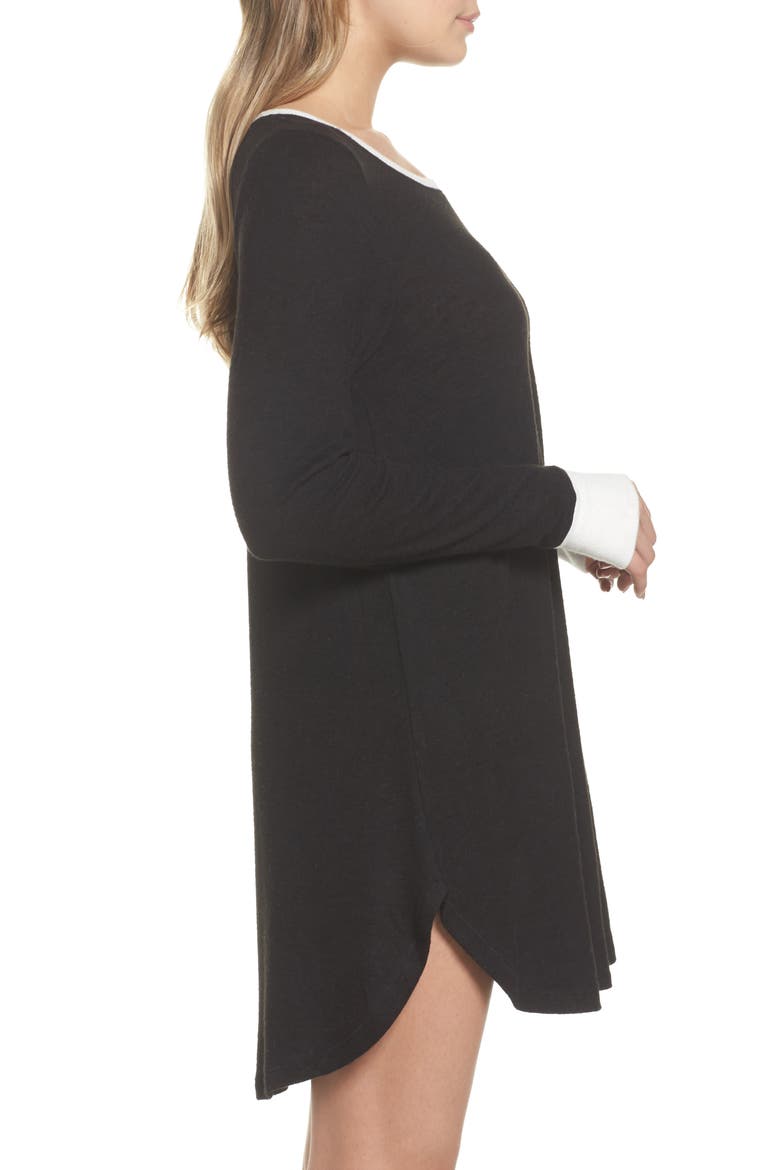 Sleep Shirt & Eye Mask, Alternate, color, BLACK MARLED