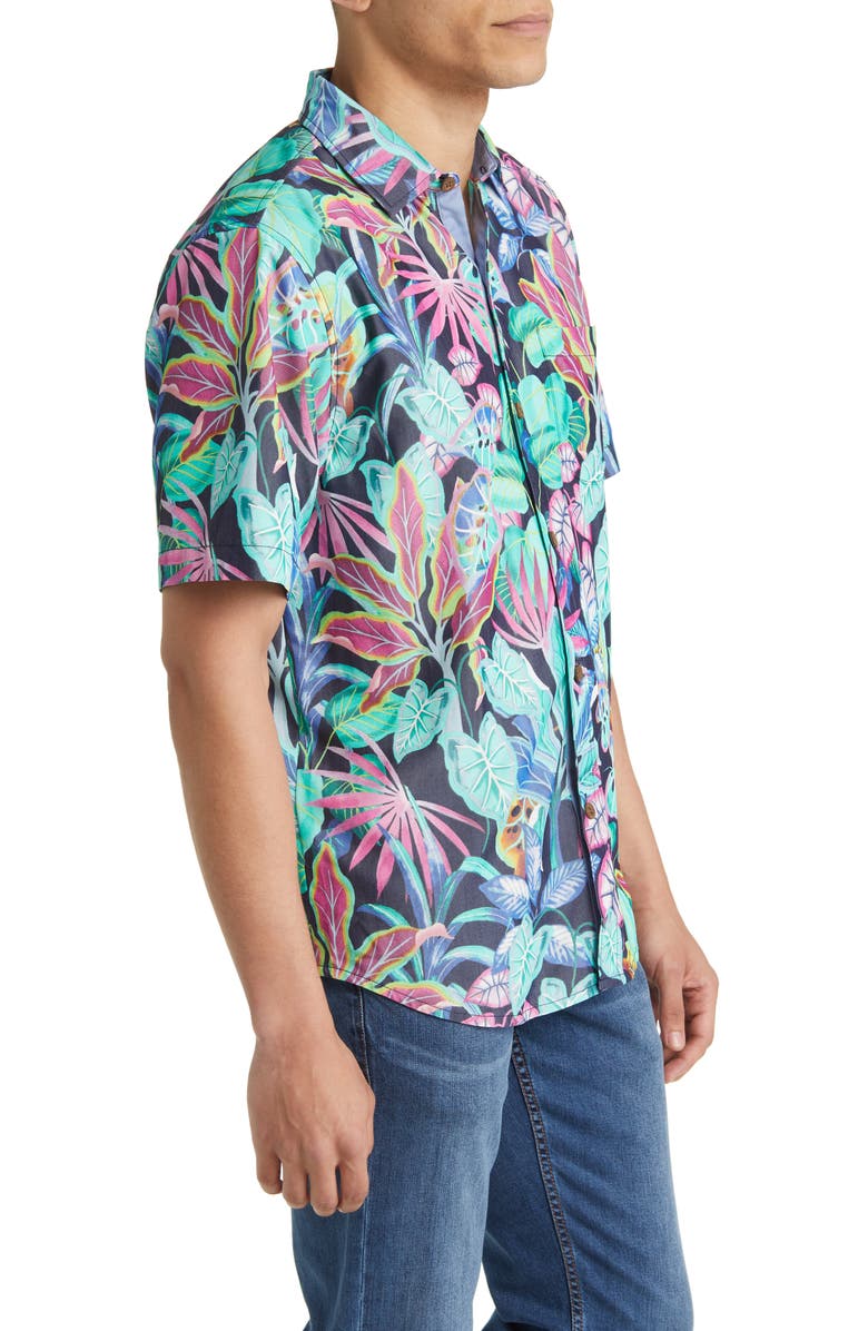 Tommy Bahama Mojito Bay Jungle Tropics Floral Short Sleeve Button-Up Shirt, Alternate, color,