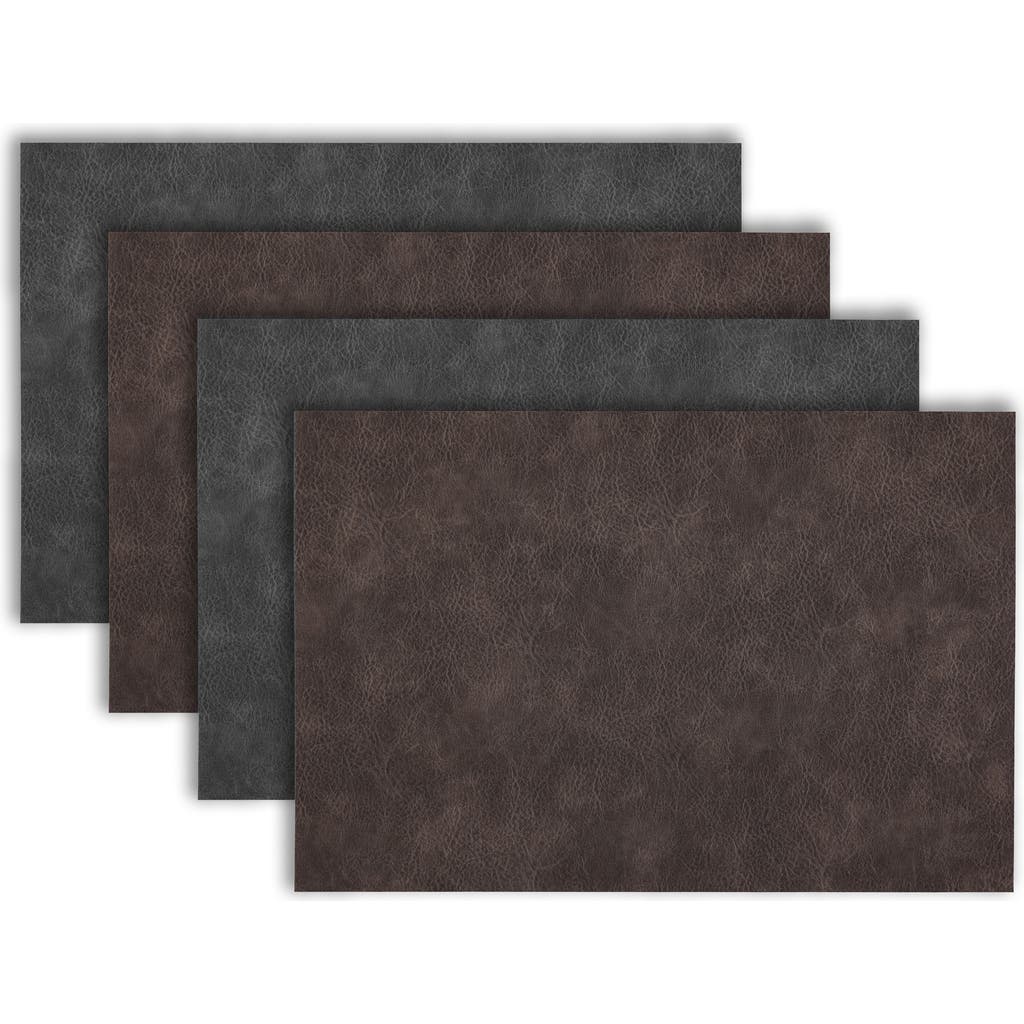 Dainty Home Faux Leather Reversible Set Of 4 Placemats In Reversible Grey Brown