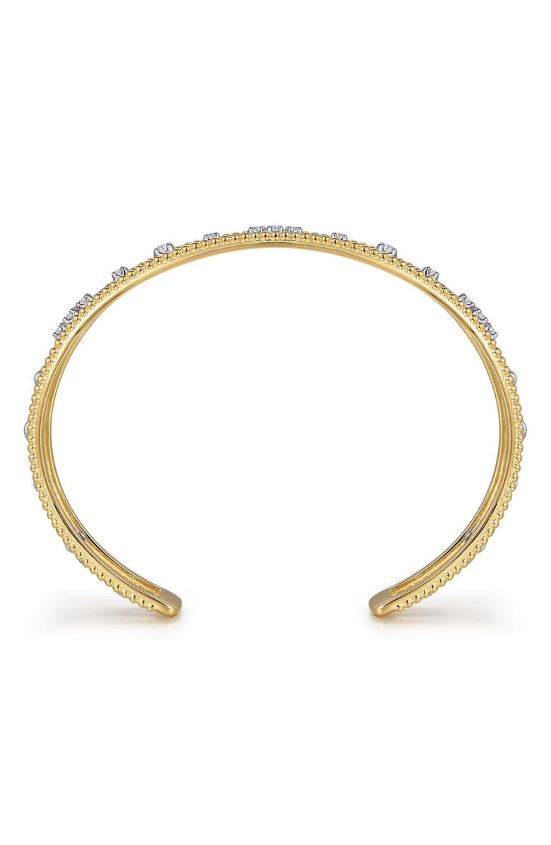 Gabriel & Co. Bujukan Two-Tone Floating Diamond Cuff Bracelet, Alternate, color, Two Tone