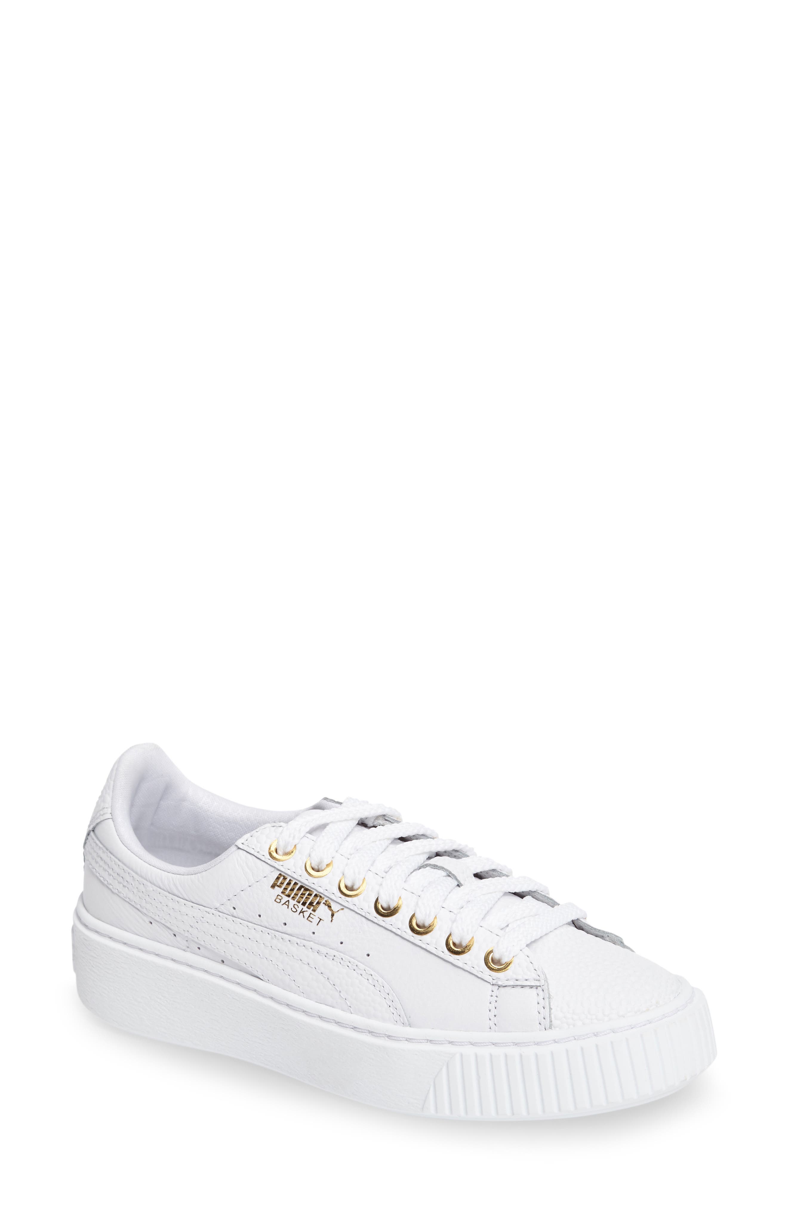 Basket Platform Sneaker, Main, color, WHITE/ TEAM GOLD