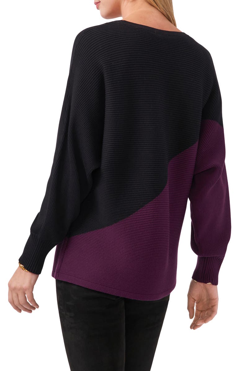 Vince Camuto Asymmetric Colorblock Cotton Blend Sweater, Alternate, color,
