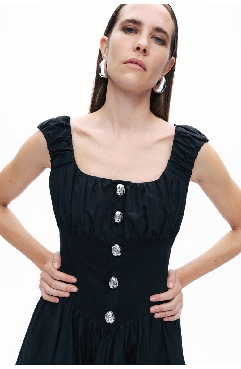 Nocturne Black Corset-Style Buttoned Mini Dress, Alternate, color,