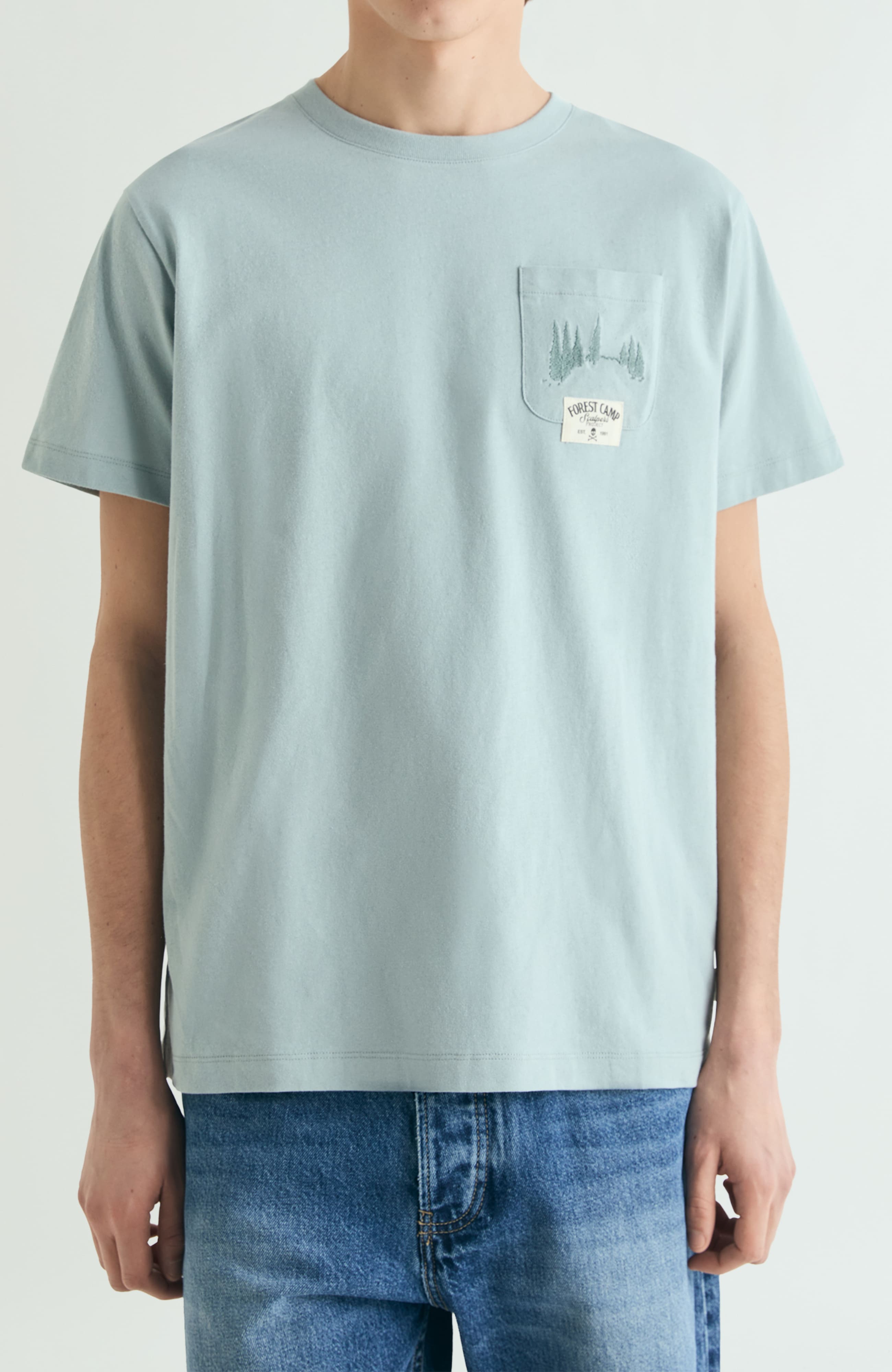 Scalpers Washed Effect Printed T-shirt In Blue