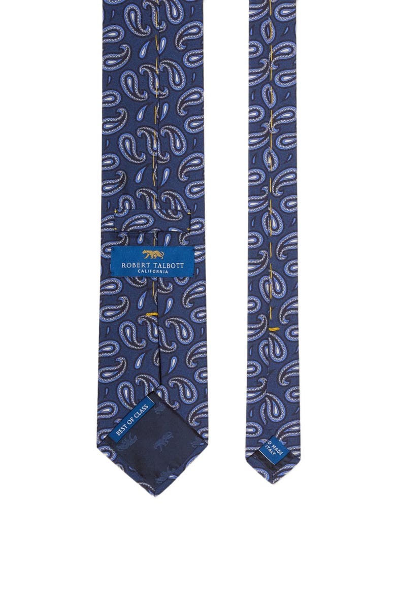 Robert Talbott Robert Paisley Printed Silk Necktie, Alternate, color, Navy