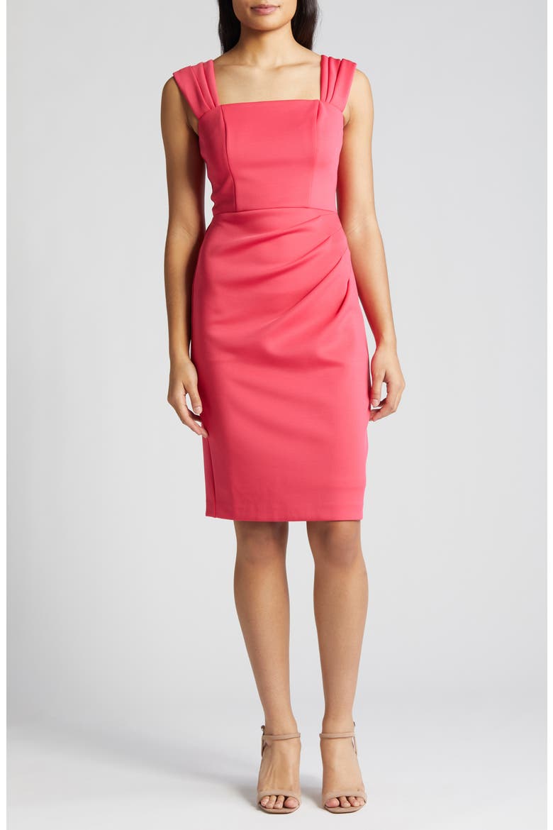 Pleated Scuba Dress, Main, color, HOT PINK