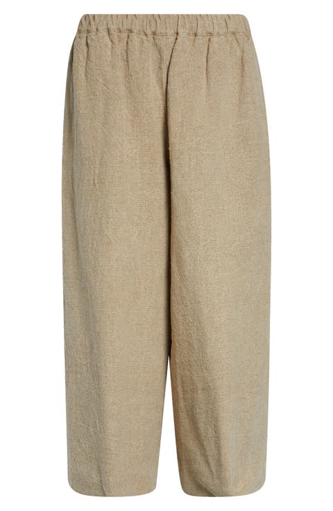 Heavyweight Linen Canvas Crop Wide Leg Pants
